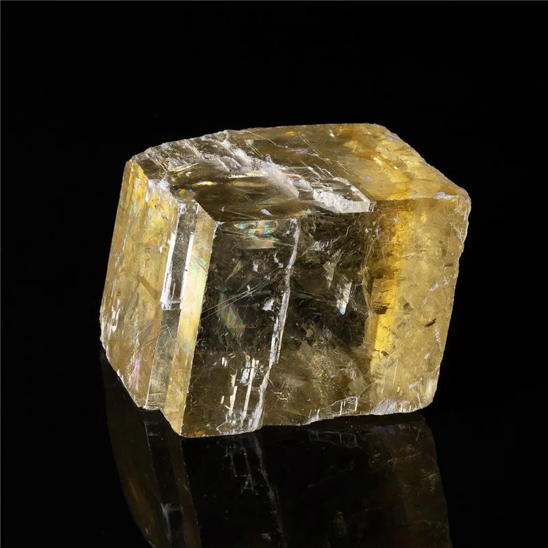 Натуральный желтый оптический кальцит необработанный материал кварцевый