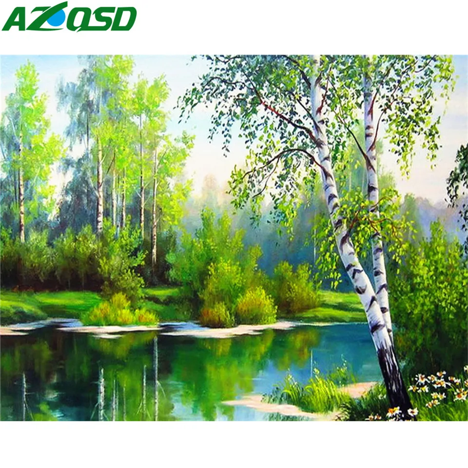 AZQSD алмазная вышивка лес крестиком мозаика природа картина стразами пейзаж декор
