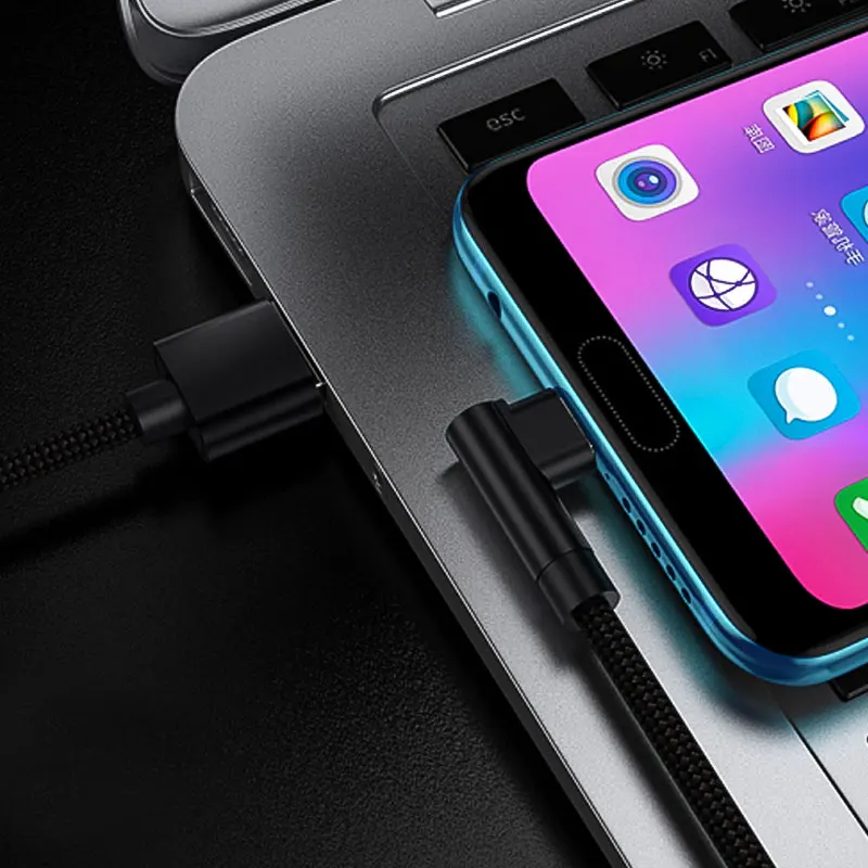 90 градусов данных usb type-C зарядное устройство Micro USB кабель быстрой зарядки для samsung S9 S8 для huawei для OnePlus 6 телефон длинный провод шнур