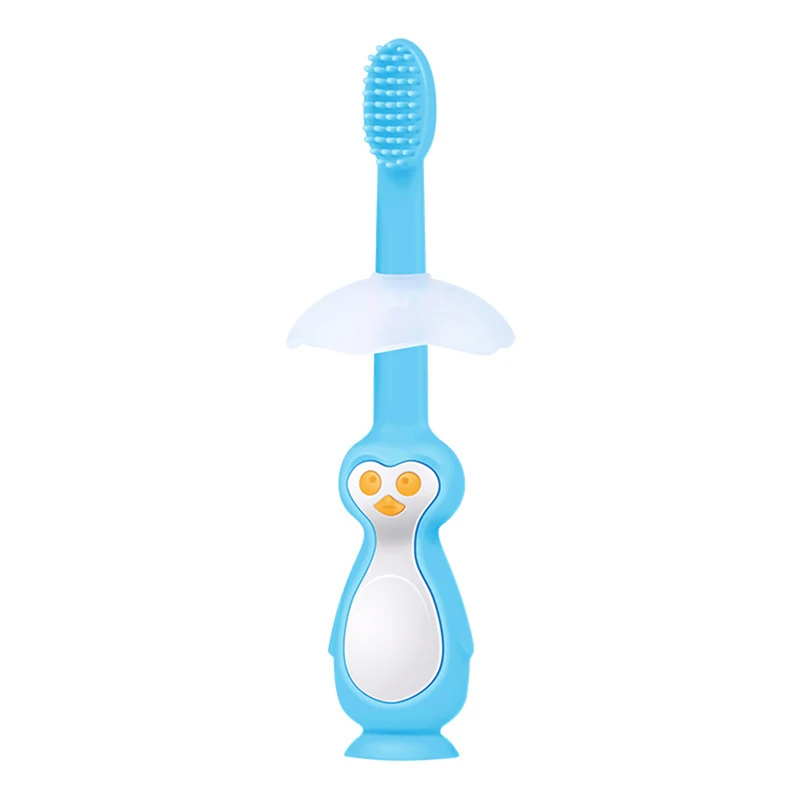 Детская Мягкая силиконовая щетка в форме пингвина, чистящее средство для обучения детей, уход за зубами, Детские зубные щетки для От 1 до 3 лет