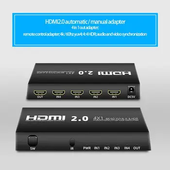 

4K HDMI 2.0 Manual / Automatic Adapter HDMI 4 Input 1 Output Converter Audio Video Synchronization
