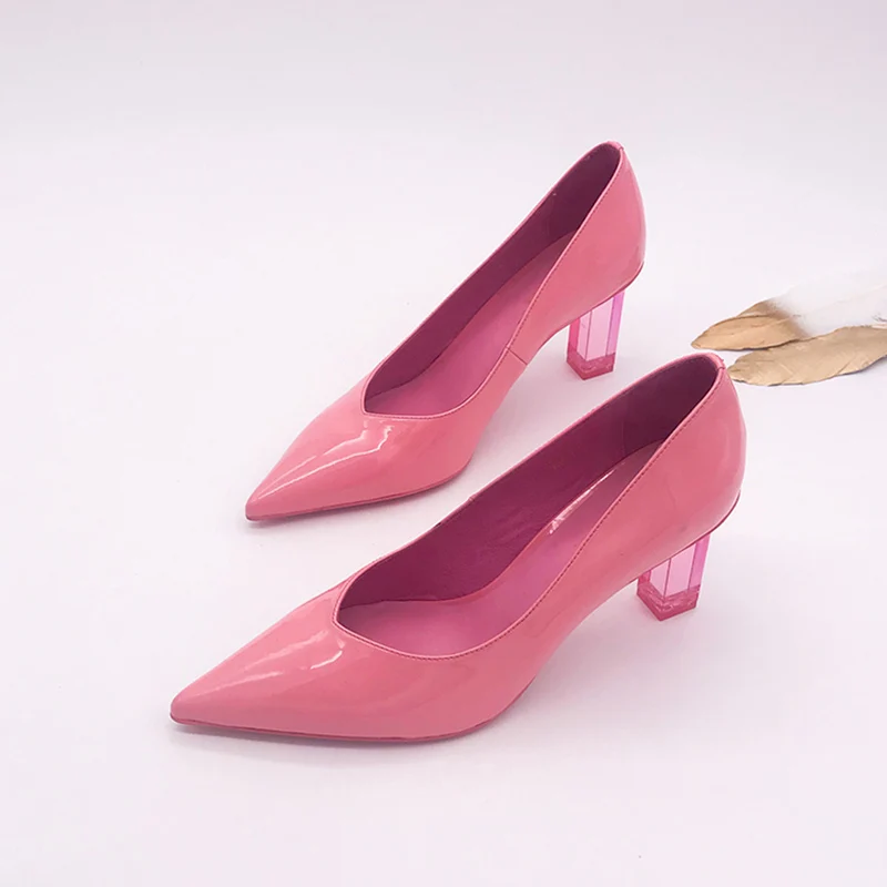 Туфли лодочки женские на высоком каблуке из ПУ кожи с острым носком|Туфли| |