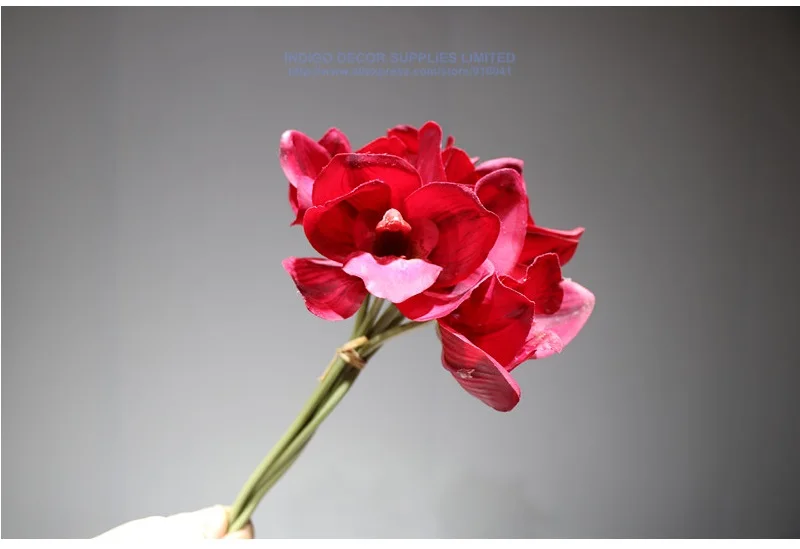 Индиго 5 шт. мини оранжевый орхидеи Цимбидиум букет Настоящее прикосновение Свадебные цветы искусственные цветы для мероприятий и вечеринок