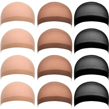 

12 Pieces (6 Bags) Deluxe Dream Wig Cap Stretchable Elastic Snood Hair Net Nylon Weave Weaving Caps