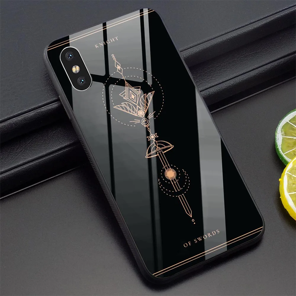 Чехол для телефона Tarot Cards с татуировкой для iPhone XR, Xs Max X 6 6S 8 Plus 7 5s 5 SE 11 Pro закаленное стекло - Цвет: K3003303