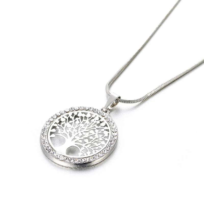 New Fashion Tree of Life Crystal Round Small Pendant Necklace Elegant Women Jewelry Gifts Dropshipping 2021