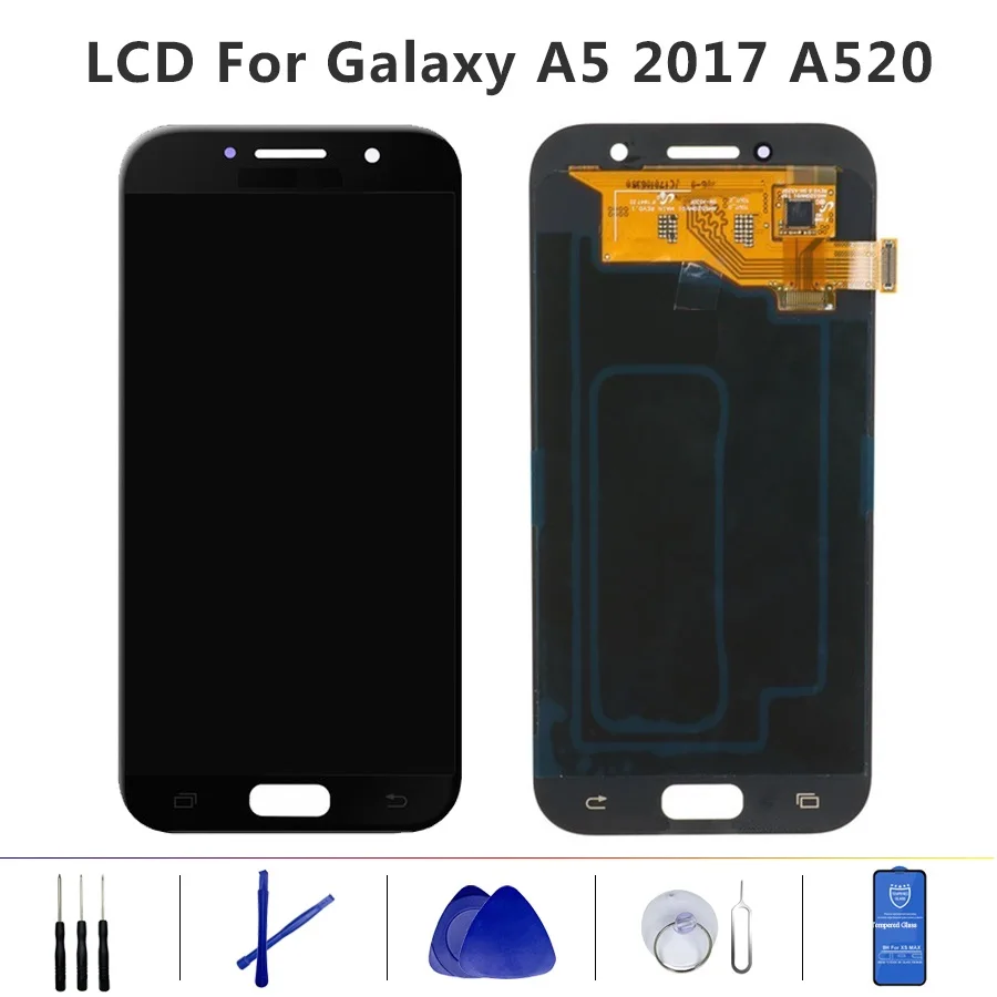 

5.2" Original Super AMOLED LCD for SAMSUNG Galaxy A5 2017 A520 Display Touch Screen Digitizer SM-A520F A520F Replacement Parts