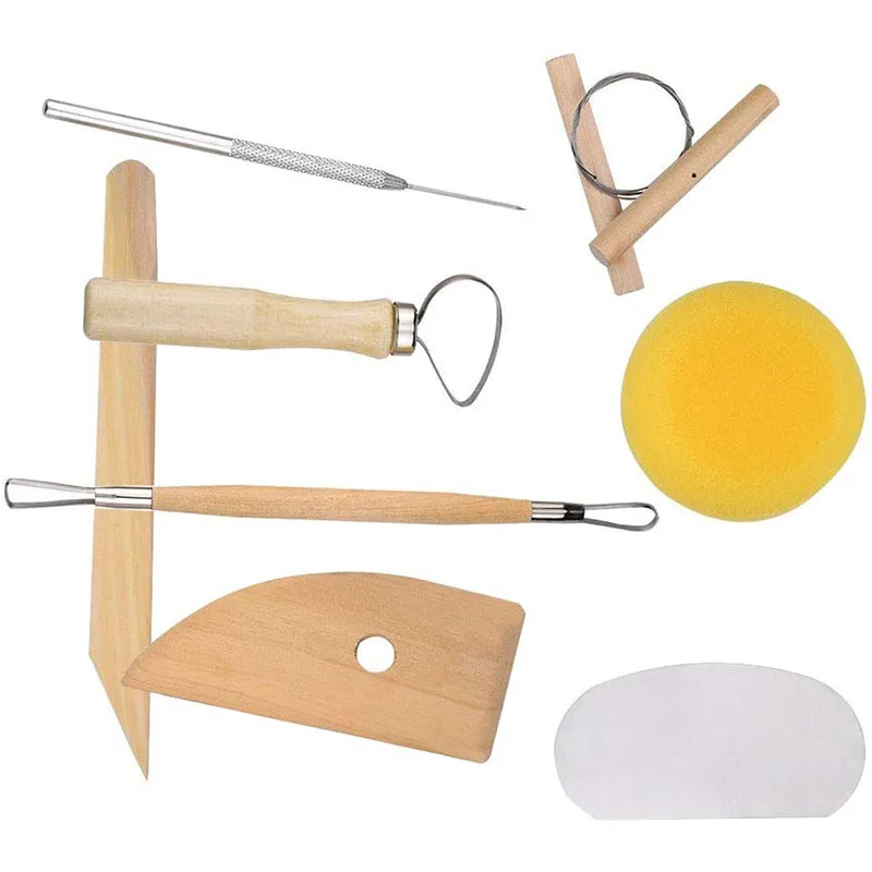 8pcs Premium Pottery Clay Tools Set Ceramics Moldeling Clay Sculpting Tools Stainless Steel Wooden Handle Carving Art Tool 5pcs wooden pottery clay sculpture knife set for art carving crafts ceramics pottery little figurines diy sharpen modeling tool