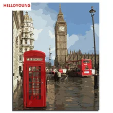 HELLOYOUNG DIY Ручная роспись маслом лондонская улица цифровая живопись по номерам Масляные картины китайские картины-свитки