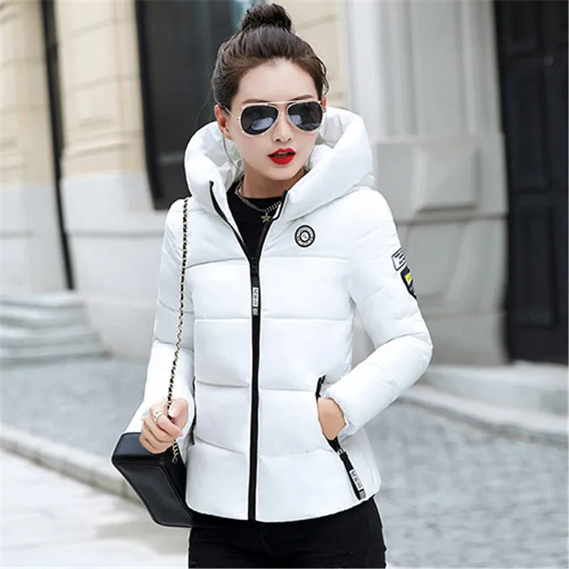 JMT803white 5XL зимний женский с капюшоном пуховик Повседневная Меховая куртка с застежкой-молнией короткая верхняя одежда женский корейский теплый пуховик Топы Плюс Размер - Цвет: JMT803white