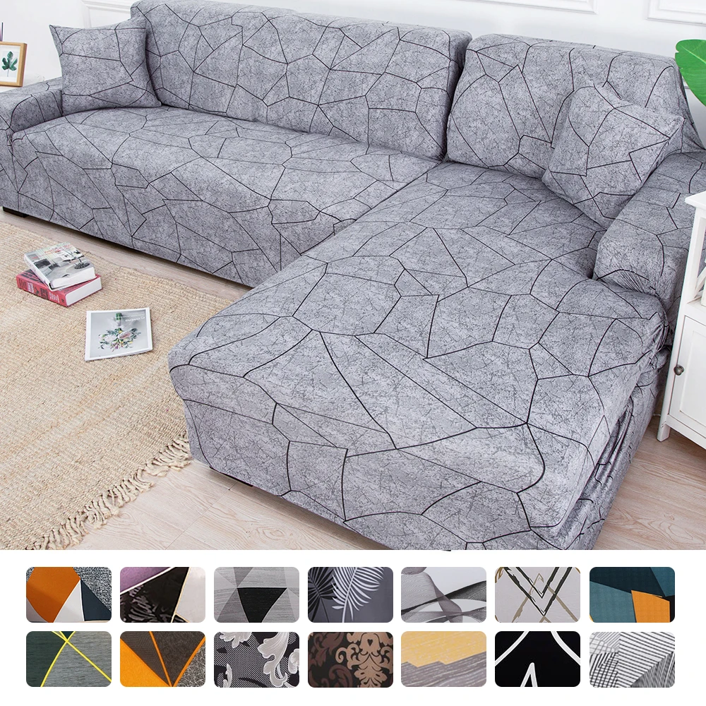 Elastic Sofa Cover Stretch Sectional Corner Couch Universal For Living Room 1/2/3/4 Slipcover L Shaped need buy 2pcs | Дом и сад