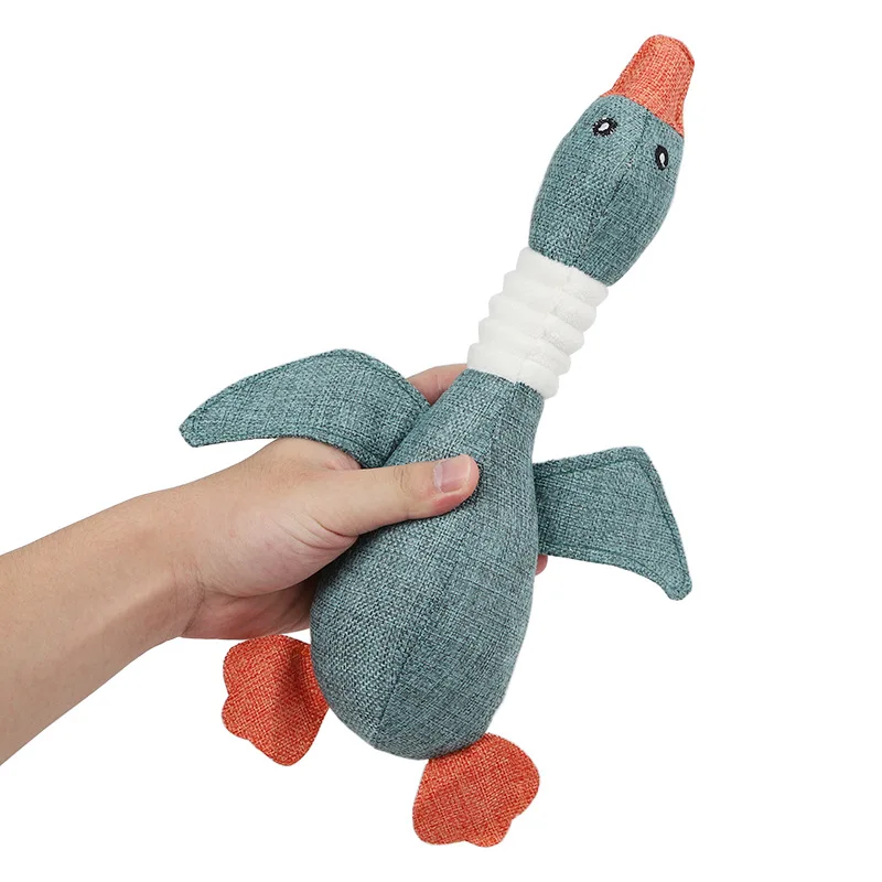 Soft Plush Pet Toy For Large Dog Cartoon Goose Indestructible Chew Squeaker Interactive Toys For Pet Puppy Small Dogs Play