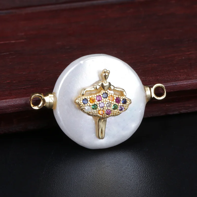 Крошечные золотые красочные радужные cz проложили балет танцор Шарм Круглый