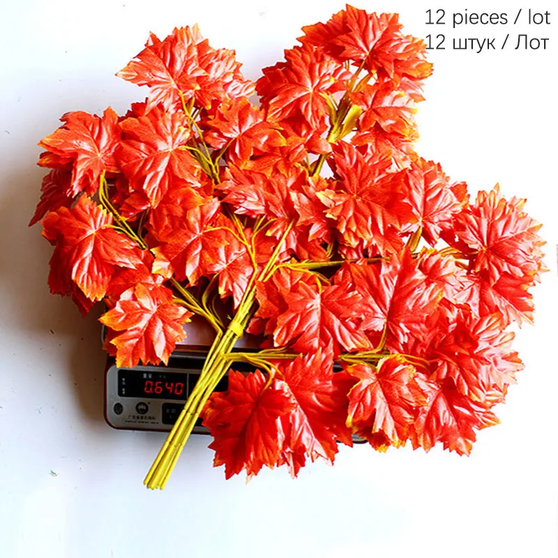 as picture color 12 шт. кленовый лист искусственные декоративные растения искусственные листья зеленый плюща лоза нежная искусственная гирлянда из листьев плюща растение лоза - Цвет: as picture color