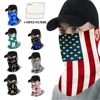 

Microfiber Neck Gaiter Patterns Ear Loops Mask with Filter Insert Bandana Quick-drying Sports Cycling Face Mask