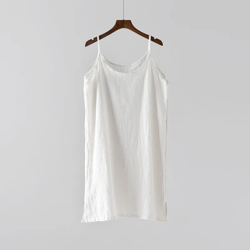 Повседневные однотонные Топы Camis Новая летняя одежда с круглым вырезом свободный Комфортный хлопковый льняной жилет женские слинги