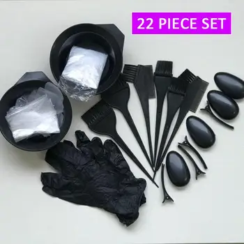 

22 Pcs Hair Coloring Tool Set Hair Dye Comb Brush Disposable Wrap Cloth Hairdressing Baked Oil Bowl Earmuffs Glove Clip Unisex