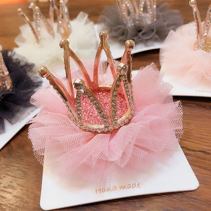 

Beautiful children's hairpin headdress girls princess mesh head flower stereo corolla card girl crown birthday party headdress