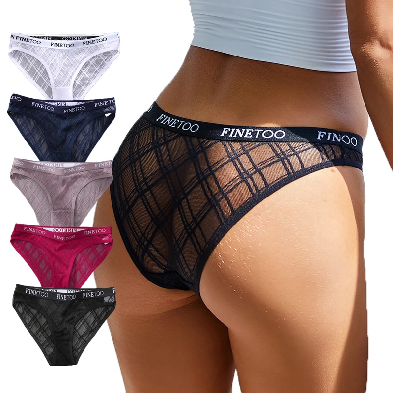 Mesh Lace Panties Women Sexy FINETOO Low Waist Underwear Women Hollow Out Briefs  Female Underpants Geometric Panty M-2XL - AliExpress