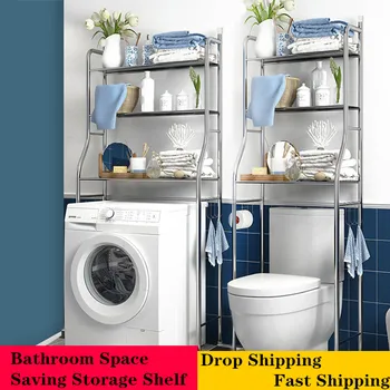 

Bathroom Storage Rack Over Toilet Cabinet Shelving Towel Shelf Washing Machine Shelf Washroom Space Saver Shelf Organizer Holder