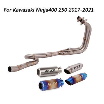 Slip On Motorcycle Head Connect Tube And 51mm Muffler Stainless Steel For Kawasaki Ninja 400 250 2017-2021