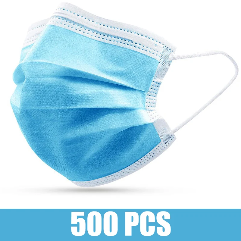 Mascarilla desechable no tejida, máscara Facial anticontaminación con filtro de 3 capas, Personal, 500 / 400 / 300 Uds.