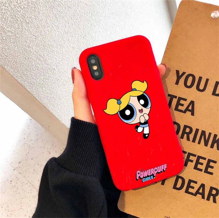 Милый Powerpuff телефон для девочек чехол для iPhone 7 X XS MAX XR 8 6 6s Plus 11Buttercup Bubbles карамельный цвет мягкая задняя крышка
