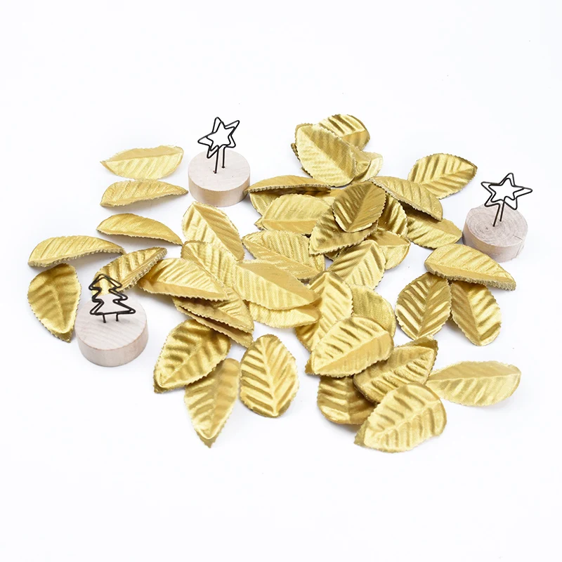 200pcs Golden leaves christmas leaf decorative roses flowers artificial plants diy gifts box scrapbook wedding brooch home decor