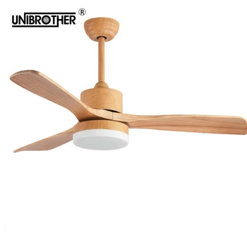 

LED Ceiling Fans lamp For Living Room 110V Wooden Ceiling Fan With Lights 42 48 52 Inch Blades Cooling Remote Dimming Lamp