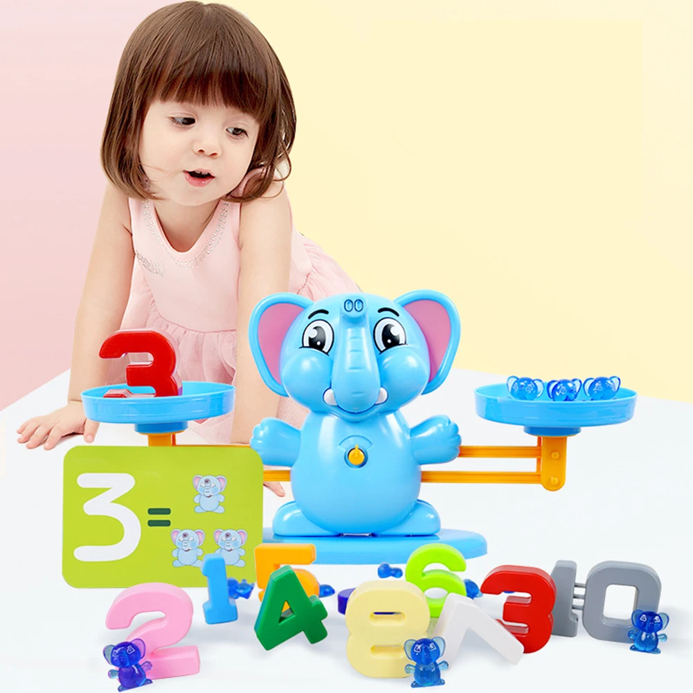 

Interaction Desktop Educational Game Kids Arithmetic DIY Counting Number Learning Scale Math Toys Set Elephant Balance PVC