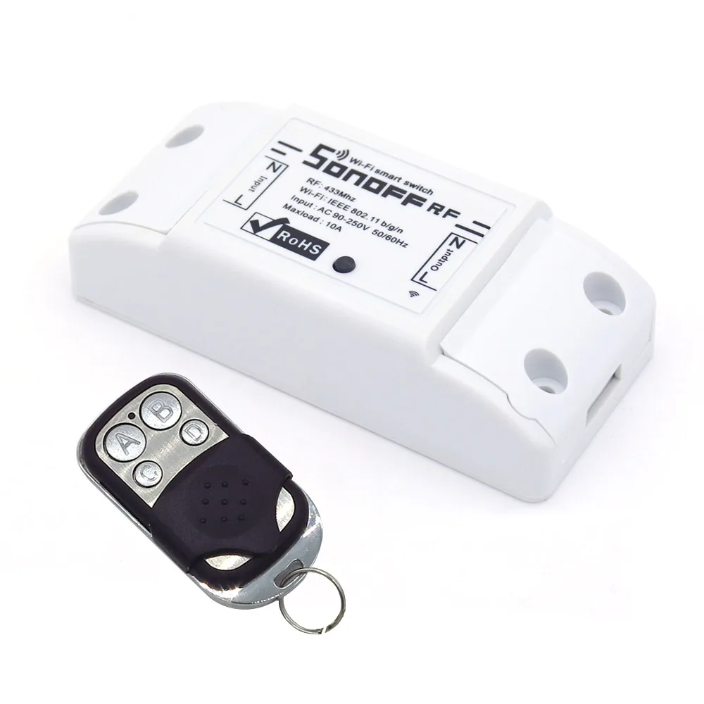 Sonoff RF with RC SONOFF радиочастотный приемник Wifi беспроводной выключатель света пульт дистанционного управления 433 МГц с 433 управлением ler Smart 10A 220V Поддержка Google Home Alexa - Комплект: Sonoff RF with RC
