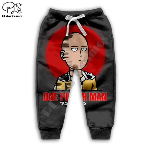 Детские толстовки с капюшоном толстовки с длинными рукавами и 3D принтом «One Punch Man» для маленьких мальчиков; Saitama Oppai детские штаны для девочек - Цвет: kids pants