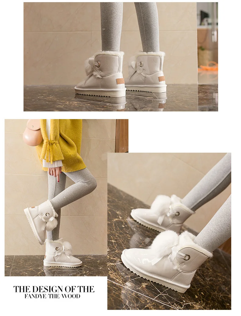 Aphixta/женские зимние ботинки; кожаные блестящие водонепроницаемые ботинки с натуральным мехом; Новинка года; женские ботинки из расшитой блестками ткани; сохраняющая тепло обувь