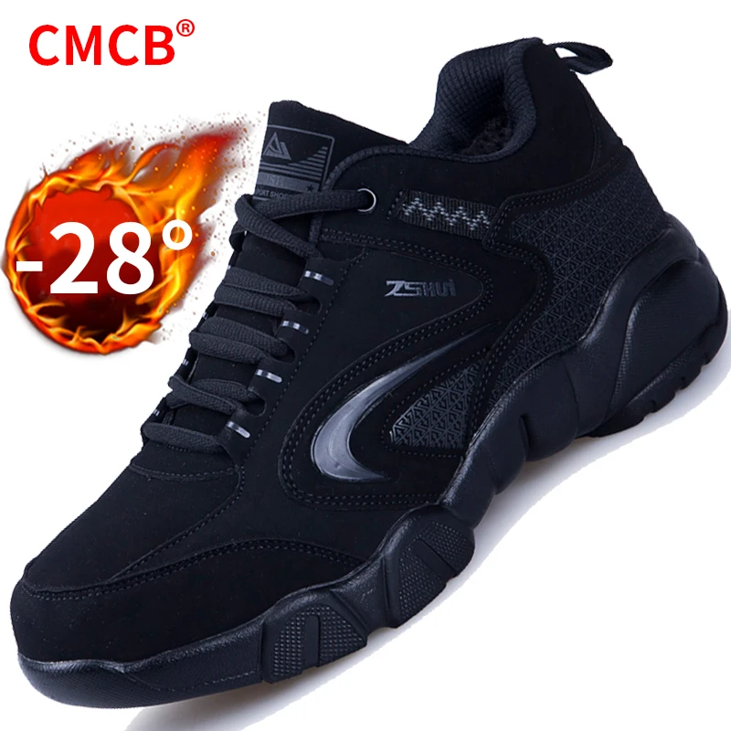 

mens winter warm male work hiking shoes breathable light air sport autumn plush leather women high quality men shoes casual