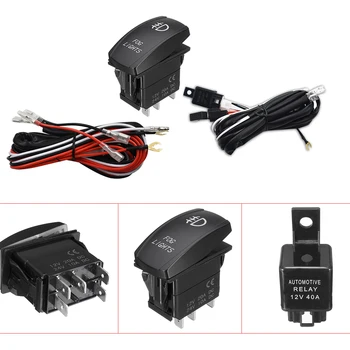 

Universal Red LED Fog Light Wiring Harness Fuse Laser Rocker Switch Relay 12V