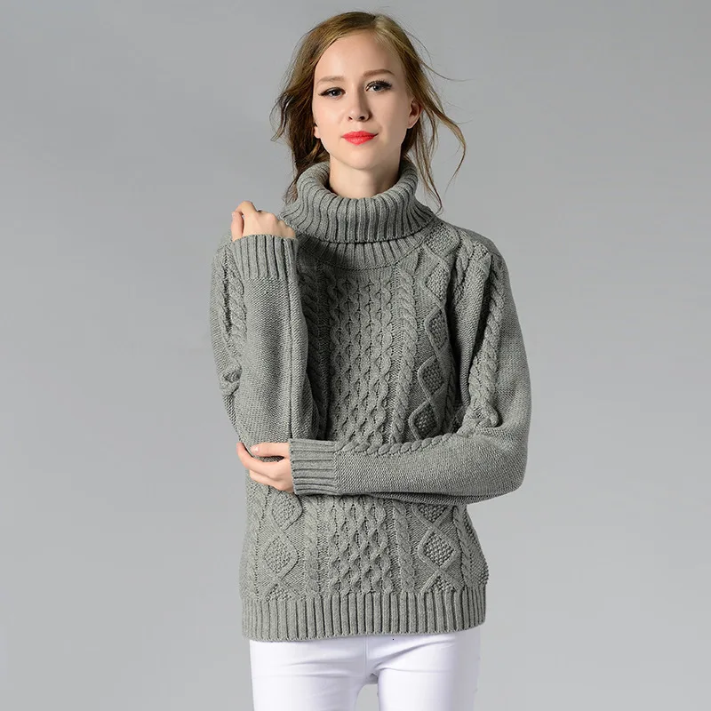 Women Sweaters 2019 Autumn Winter Tops Turtleneck Sweater Women Thick Warm Pullover Jumpers Knitted Sweater Black White Sweater