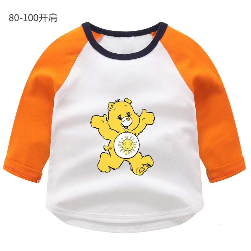 Летнее платье с О-образным вырезом топы для мальчиков и девочек, Care Bears цветные туфли с длинным рукавом для маленьких мальчиков с изображением мультипликационных персонажей для детей футболка для детей - Color: as picture