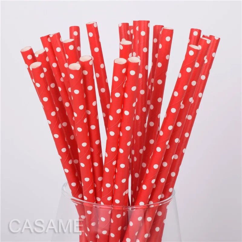polka dot red 25 шт Металлические Фламинго Золотое Сердце Звезда фольга полоса Бумажные соломинки полосы из золотистой фольги бумажные соломинки серебряная фольга ed полоса шеврон - Цвет: polka dot red