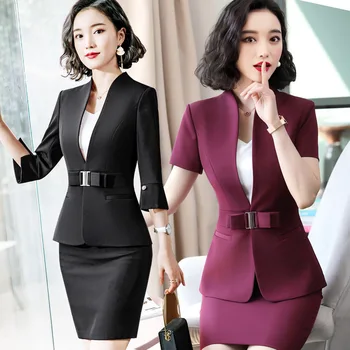 

2019 Summer Occupation Pack Suit Suit Female Short Sleeve Lady Suit Skirt Temperament Beautician Female