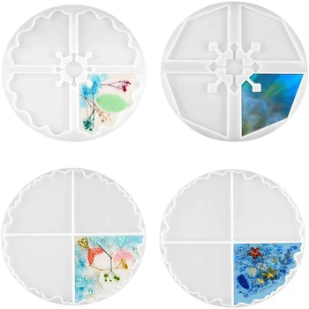 

4 Pieces Large Resin Coasters Molds Irregular Coasters Resin Molds Silicone Coasters Molds for Making Cup DIY Favors