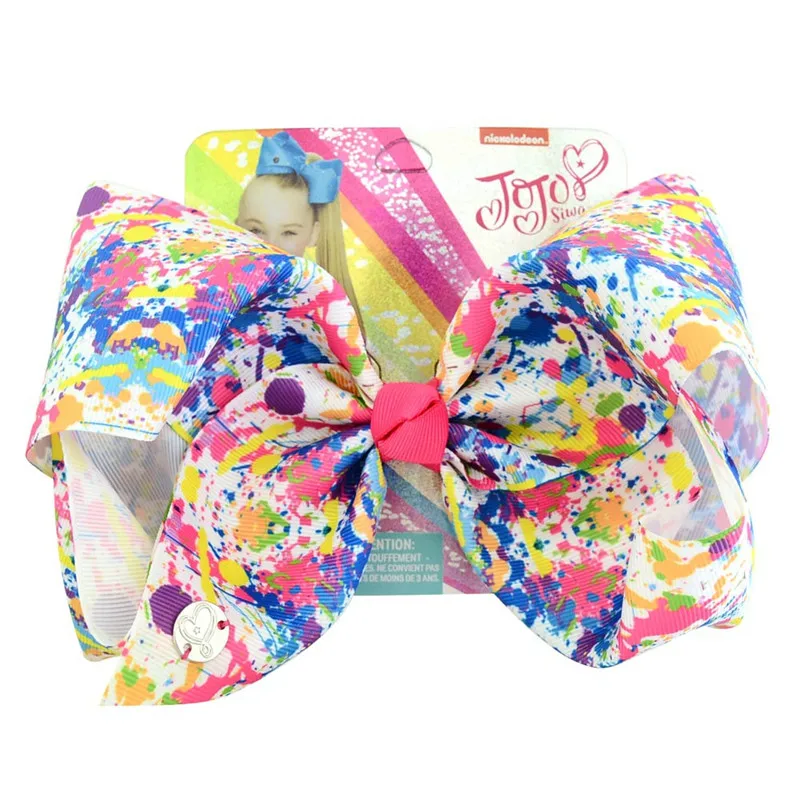 8 дюймов Jojo Siwa Sequin Kiss Hair банты с зажимом ручной работы бутик узел Джамбо шпильки для волос аксессуары для волос - Цвет: 7