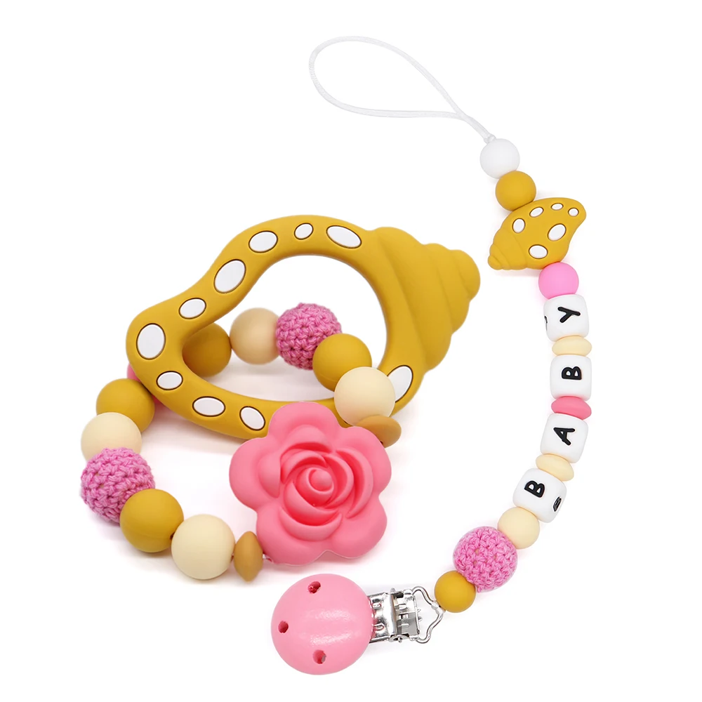 

Conch Shape Pacifier Clips & Holder For Baby Personlised Clips Chewable Chewing Toys BPA Free Food Grade Baby Teether Teething