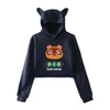 Animal Crossing Good Quality Cat Cropped Hoodies Women Long Sleeve Hooded Pullover Crop Top 2020 Girls Casual Streetwear Clothes 5
