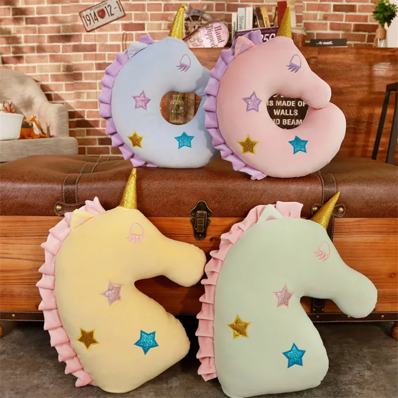 

Cute Rainbow Unicorn Pillow Office Sofa Cushion Girl'S Lunch Break Travel U-SHAPE Pillow Car Neck Support Pillow