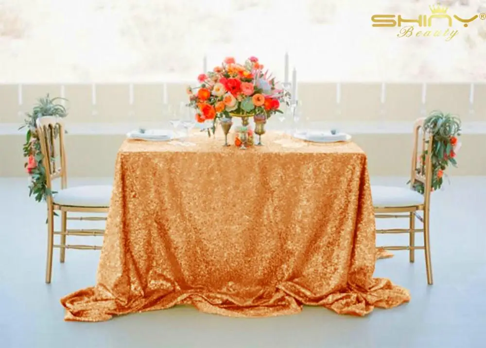 Rose Gold Sequin Tablecloth Rectangle Lavender 72x108-Inch Sequence Tablecloth Dessert Table Tablecloth for Wedding/Birthday/Party Decor - Цвет: Rose Gold