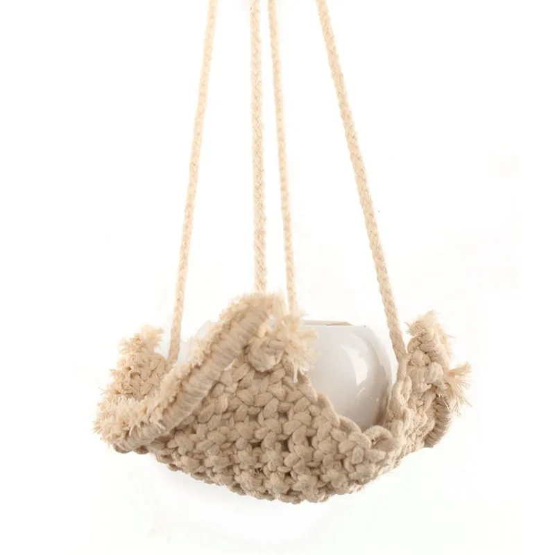 NewHorticulture, Зеленый цветочный горшок, сетка, простые натуральные бирки для украшения, ручная работа, натуральный тонкий хлопок, веревка, Сетчатая Сумка, подвесная корзина