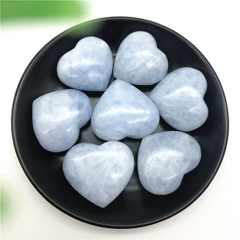 

Small Size Natural Celestite Quartz Crystal Heart Hand Made Gemstones Chakra Stone Heart Collector Crystals Reiki Healing