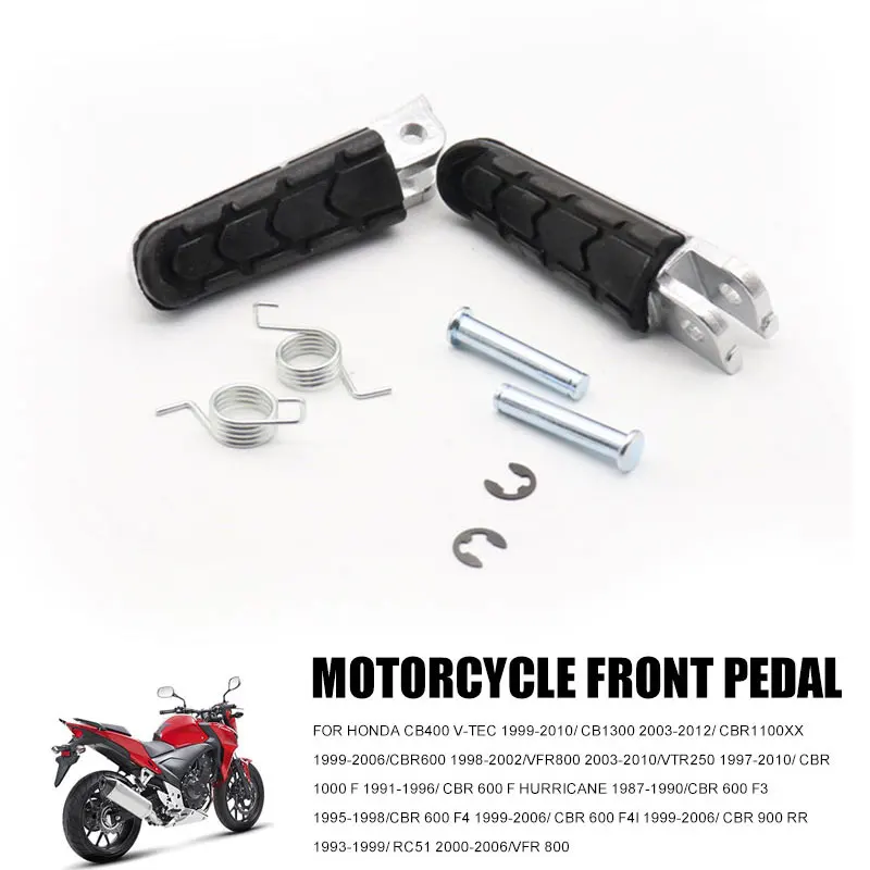 Pratical Foot Pegs 1 Pair Silver Pedal Front Motorcycle Pedal Durable Rubber Front Pedal for Honda CB1300