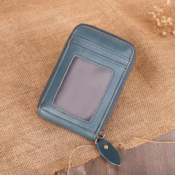 WRF23 RFID Блокировка натуральная кожа держатель для карт кошельки для женщин и мужчин высокое качество Кредитная карта держатель для ID карты унисекс портмоне - Цвет: Синий