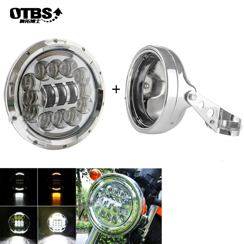 90W Halo light Silve 7 дюймов 60 Вт DOT SAE E9 мотоцикл фары с угловым глазом светодиодные фары 7 дюймов корпус лопасти отделка кольцо - Цвет: 90W Halo light Silve